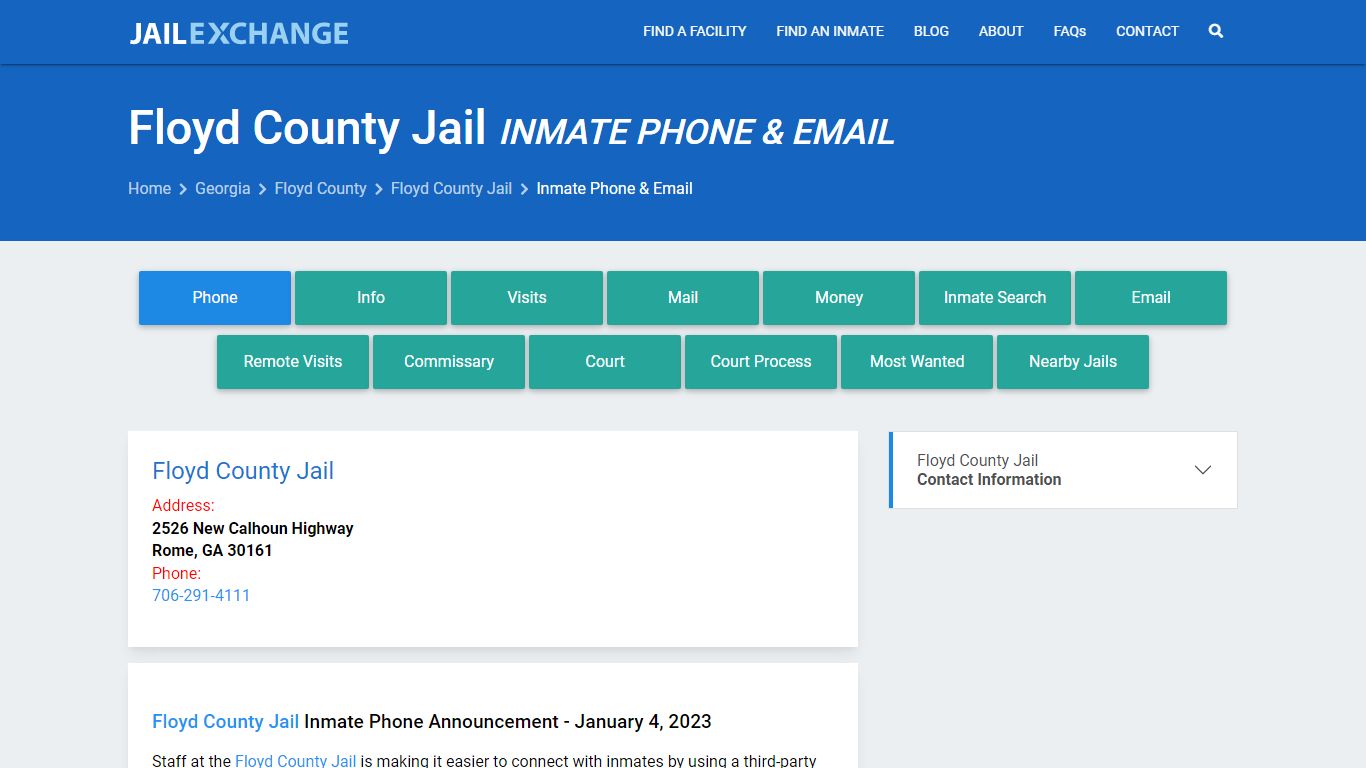 Inmate Phone - Floyd County Jail, GA - Jail Exchange