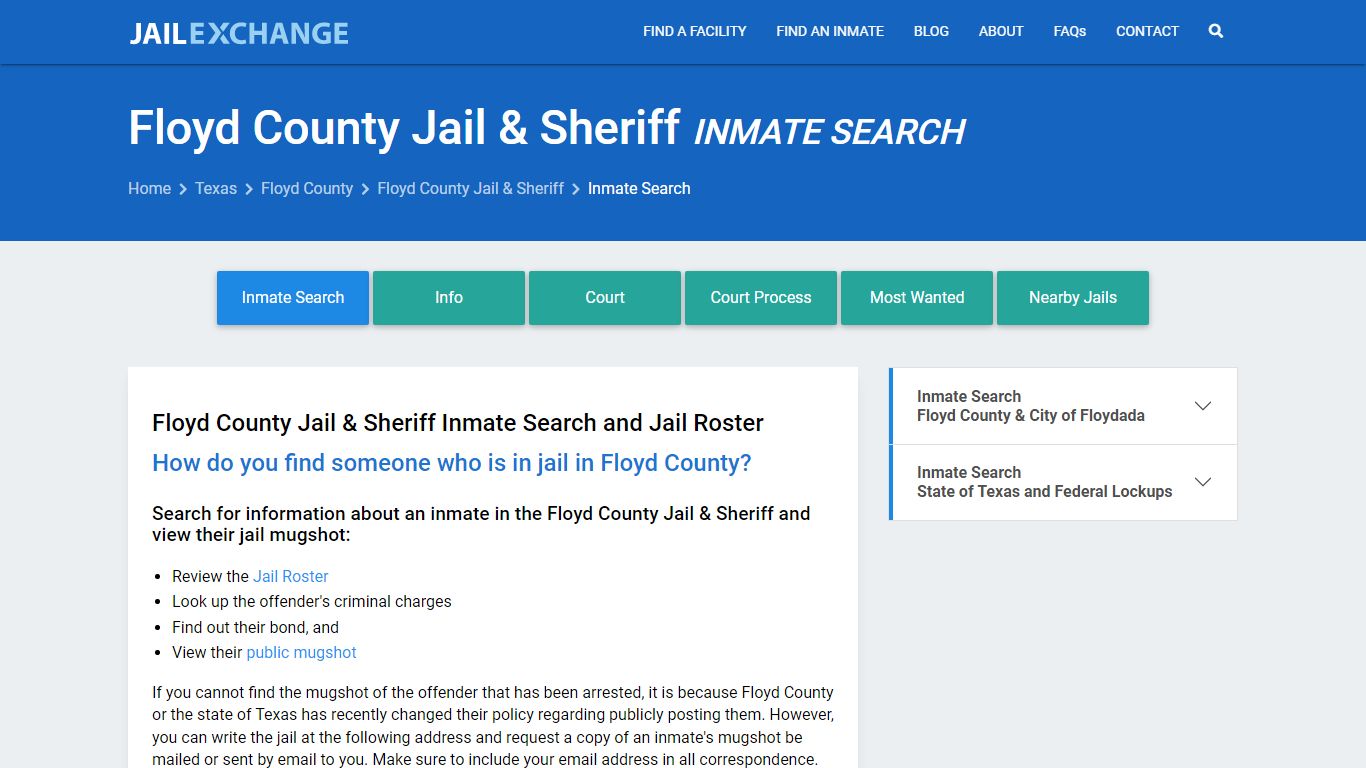 Floyd County Jail & Sheriff Inmate Search - Jail Exchange